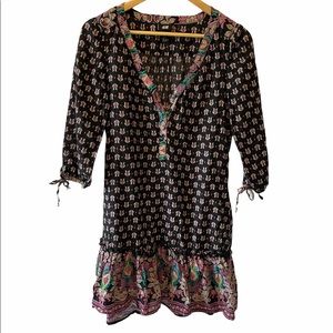 NWOT H&M Black Floral Cotton Boho Mini Dress 6